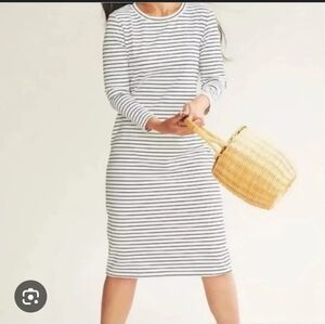 SONNET JAMES A Play Dress Reese White Black Striped 3/4 Sleeve Sz S Preppy